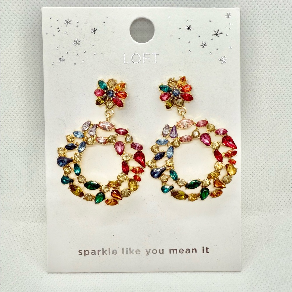 LOFT Vibrant Gemstone Hoop Earrings